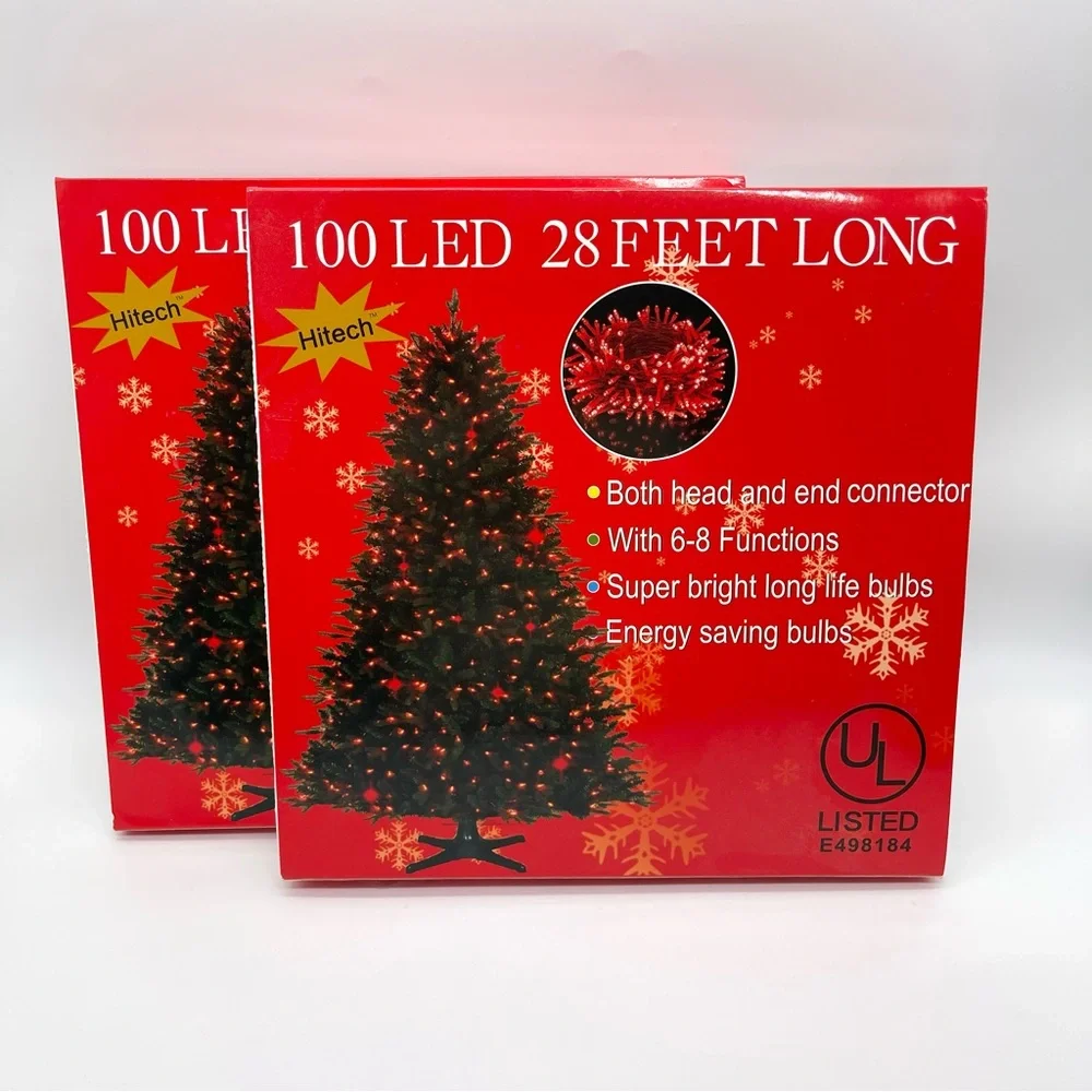 Christmas Red LED String Lights 100 Count 28 FT Indoor Outdoor New Set of 2